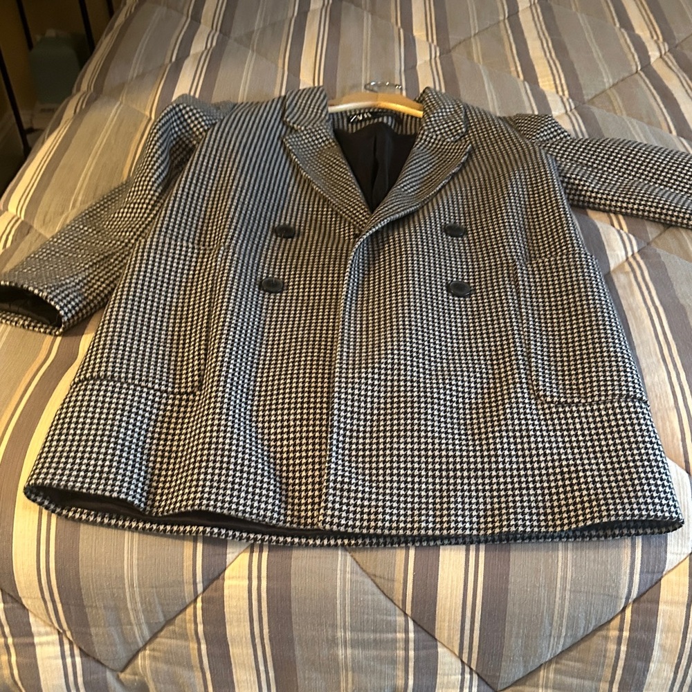 Zara Monochrome Houndstooth Blazer coat oversized